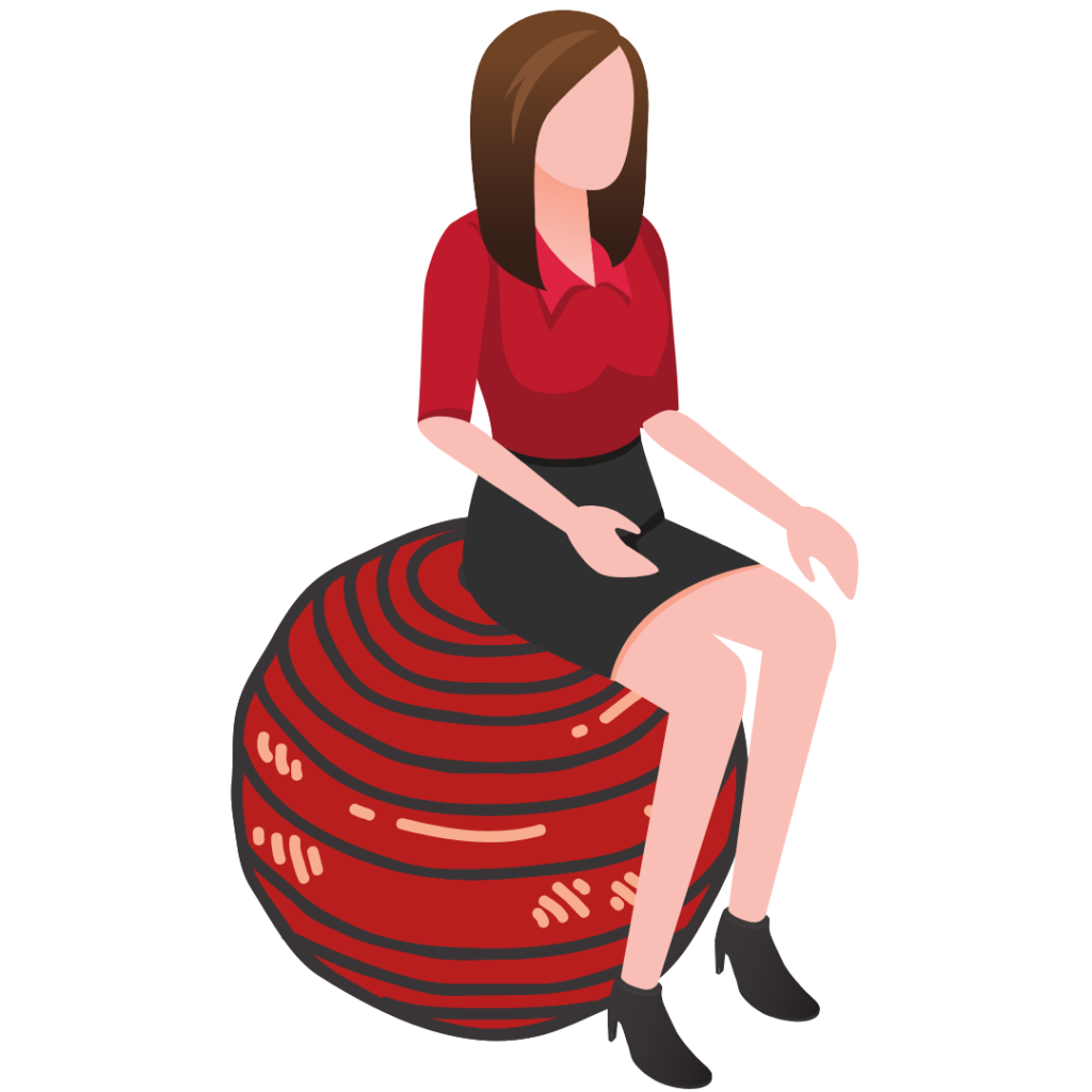 Position assise pour télé-travail sur un ballon swissball